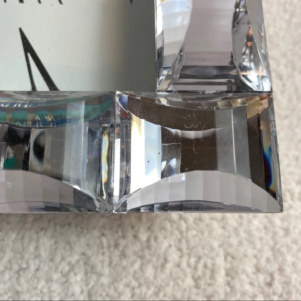Modern Crystal-Edge Contemporary Clock Silver & White Luxe Home Decor